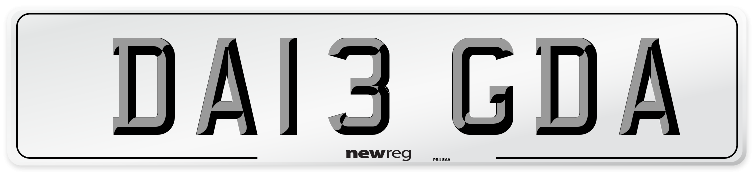 DA13 GDA Number Plate from New Reg